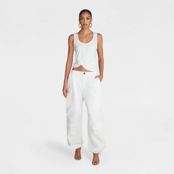 KBB by Kahlana -  Women's Mid-Rise 'The Utility Cargo White - Picture 3 of 3